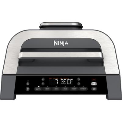 Tischgrill NINJA "DG551EU Ninja 6-in-1 MAX Grill und Heißluftfritteuse", schwarz (schwarz, edelstahl), B:28,2cm H:40cm T:42cm, Kontaktgrill_Standgrill_Tischgrill_Teppanyakigrill, 6-in-1 MAX Grill und Heißluftfritteuse