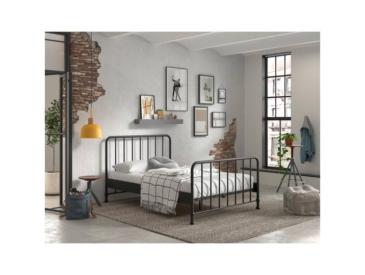 Vipack Kinder-/Juniorbett, Schwarz, Metall, 140x200 cm, Lattenrost, Kinderzimmer & Jugendzimmer, Kindermöbel, Kinderbetten