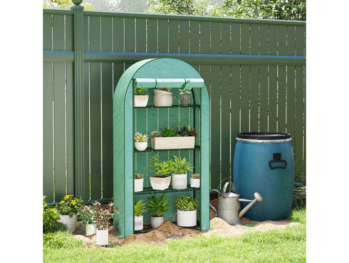 Outsunny Serre Jardin 4 Étagères PE Acier 105x45x160cm Vert
