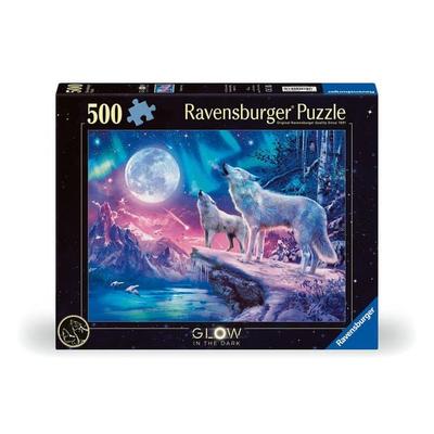 Erwachsenenpuzzle 500 Teile - Wolf im Nordlicht