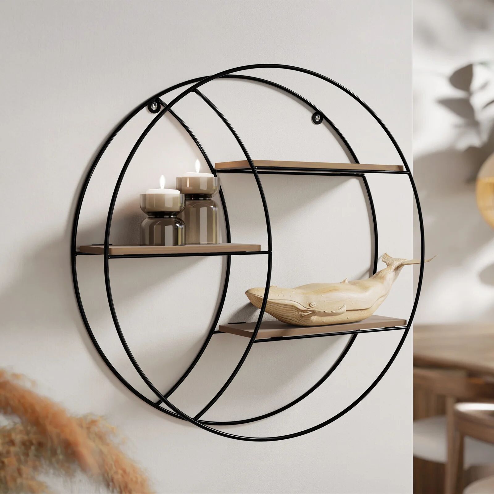 garneroarredamenti Mensola da parete 44x44h cm nero rovere Planny