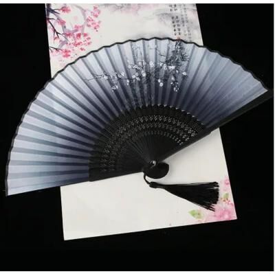 Inspired Living Retro Japanese Folding Fan Elegant Japanese Folding Fan For Women, Dance & Home Decor ink Plum Blossom