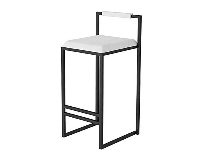 Esszimmerstuhl Schwarz Metall Barhocker mit Samt Kissen Sitz Und Rückenlehne, Hocker Barstuhl Bar Pub Café Esszimmer Küche Bar Thekenhocker mit Fußstütze