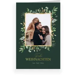 Weihnachtskarte: Edles Grün mit Foto in Grün
