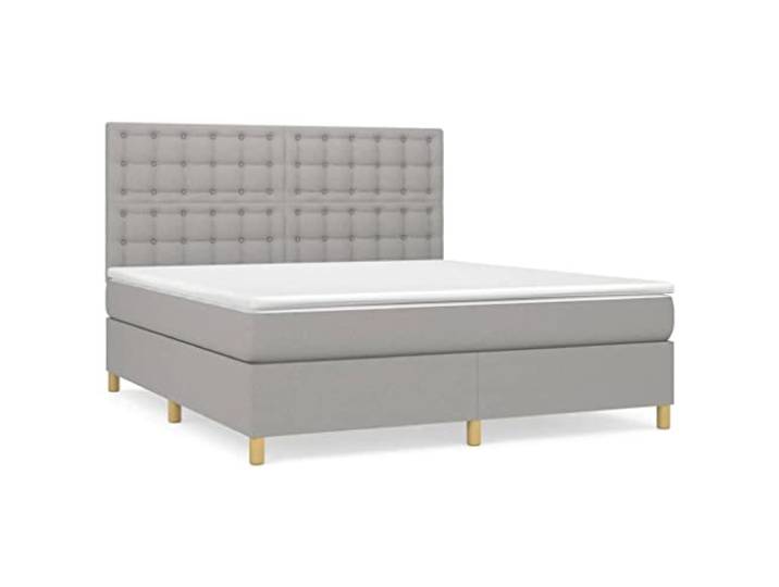 Makastle Boxspringbett mit Matratze Hellgrau 180x200 cm Höhenverstellbares Kopfteil