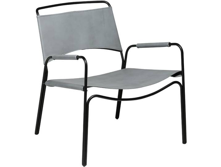 DAN-FORM Eleganter Sessel Paz Leder grau, schwarz B 61 cm T 64 cm H 73 cm - Farbe: grau/schwarz - Sessel
