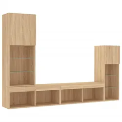 Helloshop26 - Multimedia-TV-Möbel TV-Regal Sideboard TV-Schrank Esszimmer Wohnzimmer Schlafzimmer mit LED-Beleuchtung 4-teilig 02_0029363