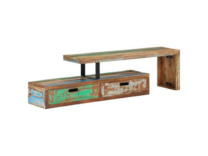 Kaorsrow TV-Board Ausziehbar 118-200cm Massivholz Altholz TV-Schrank Flexibles Lowboard aus Recycling-Holz und Eisen für Wohnzimmer oder Schlafzimmer mit viel Stauraum und Ablage.