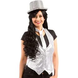Pailletten-Weste für Damen, silber