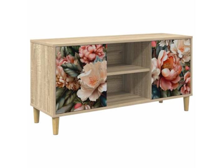 VIHHQGC TV-Schrank BORNE 102x33x50 cm Sonoma Holzwerkstoff Lowboard Stabile Holzwerkstoff-Konstruktion, geräumige Fächer, erhöhte Füße, dekoratives Muster, einfache Pflege