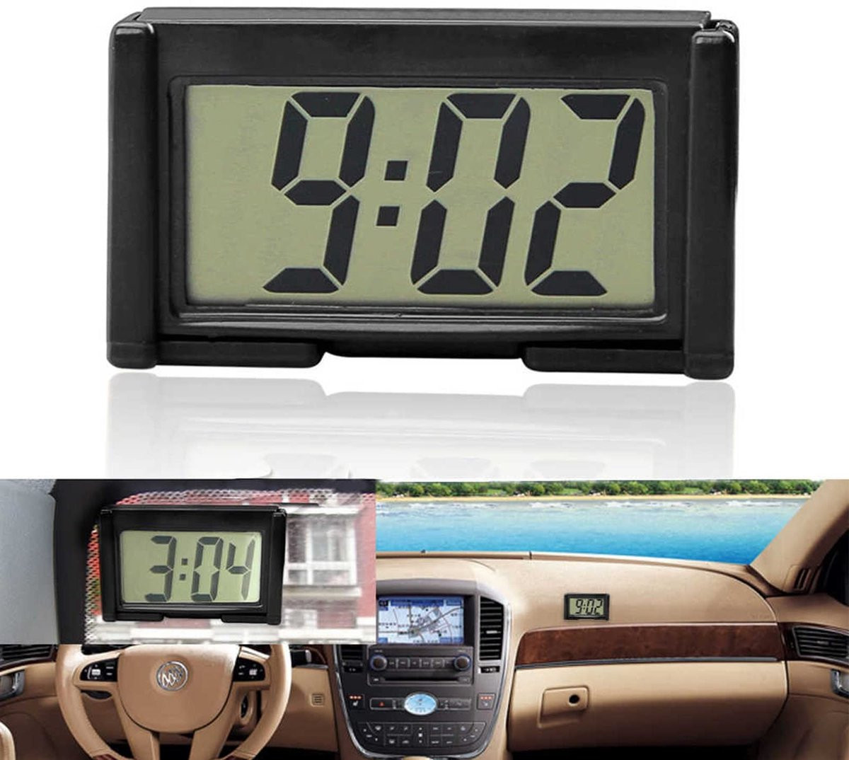 Aladdien Universele Auto LCD Digitale Klok - Draagbare Elektronische Klok met Helder LCD-scherm