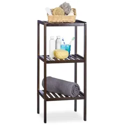 Relaxdays Bambus Badregal mit 3 Ablageflächen Dunkelbraun
