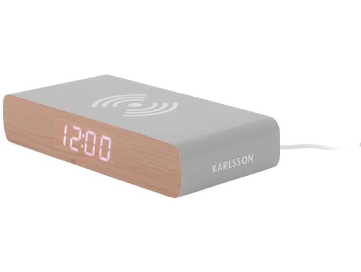 Karlsson Wekker Retro Flat Led - Muisgrijs - 16.1x7.6x3cm - Scandinavisch - Wekker voor slaapkamer - Wekkers
