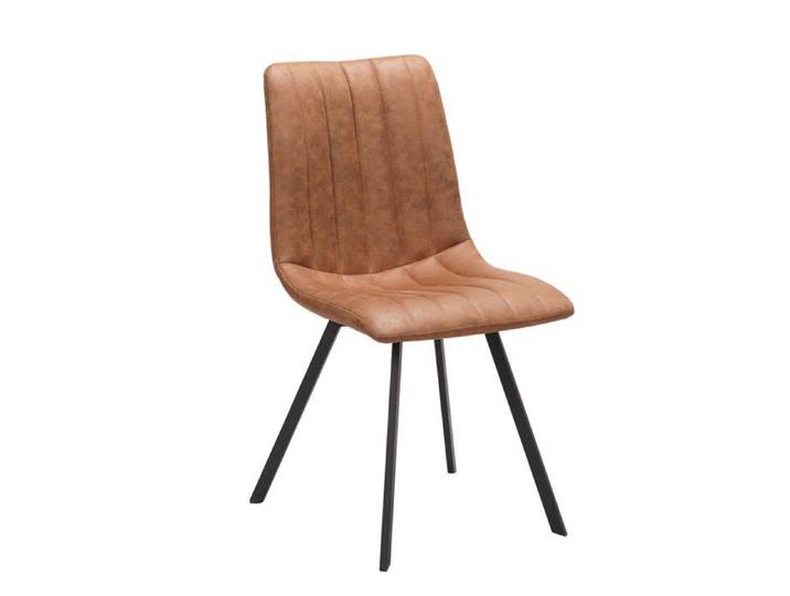 Chaise PU marron Eden pieds métal
