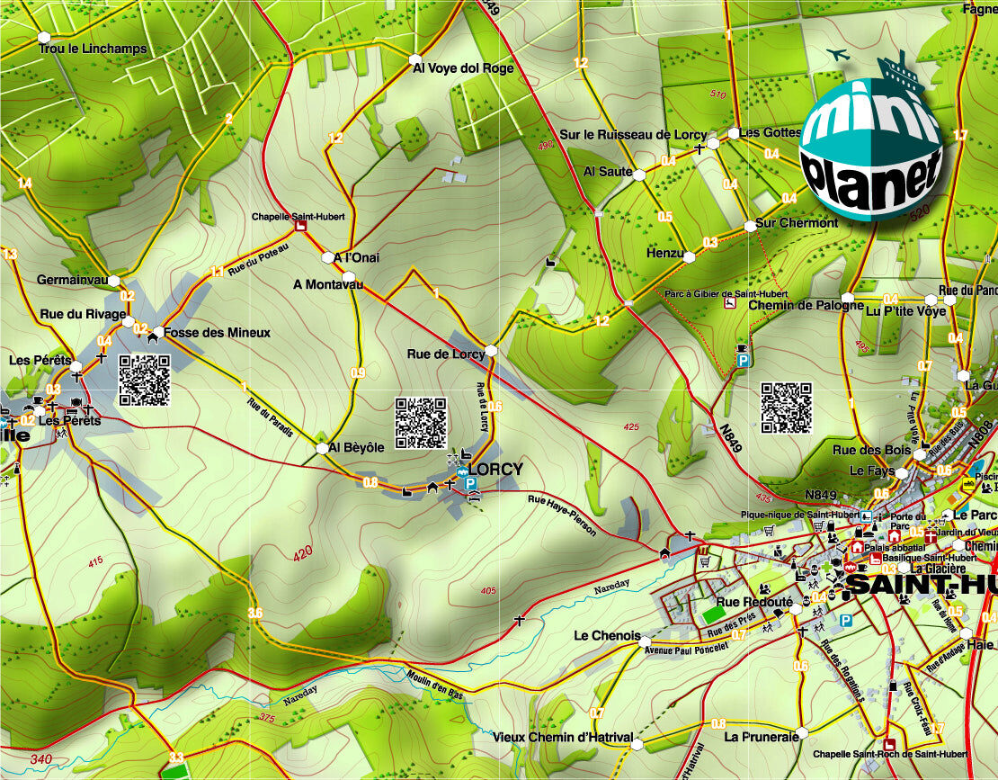 Carte de randonnée n° 19 - Saint-Hubert, Fourneau St-Michel, Barrière de Champlon   Mini Planet