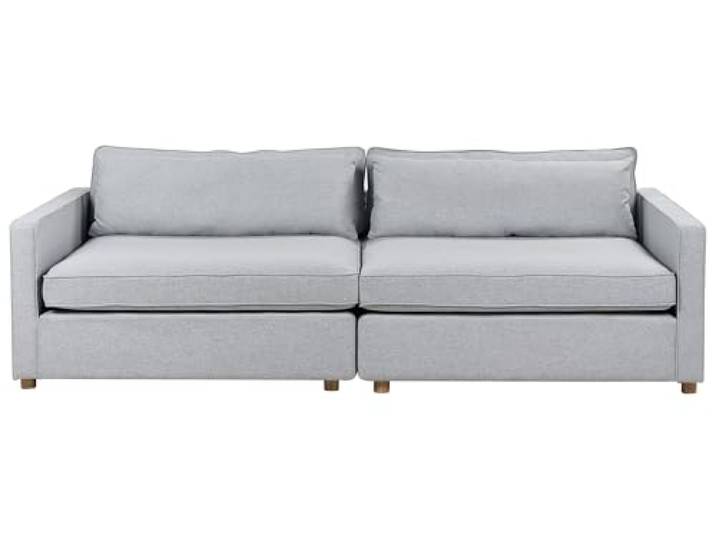 3-Sitzer Sofa Stoff grau mit schmalen Armlehnen Sitzkissen modern Vinstra