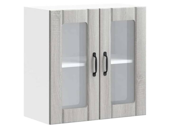 Lucca Sonoma Wandschrank, grau, mit Glastür Aufbewahrung von Geschirr und Töpfen, Wandmontage, technisches Holz, glatte Oberfläche, leicht zu reinigen