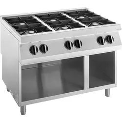 KBS Gastrotechnik KBS Gas-Kochfläche 6 Brenner 42 kW, offener Unterbau, Standgerät