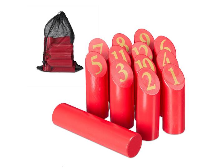 Kubb Wikingerspiel mit Tasche Gold-Rot