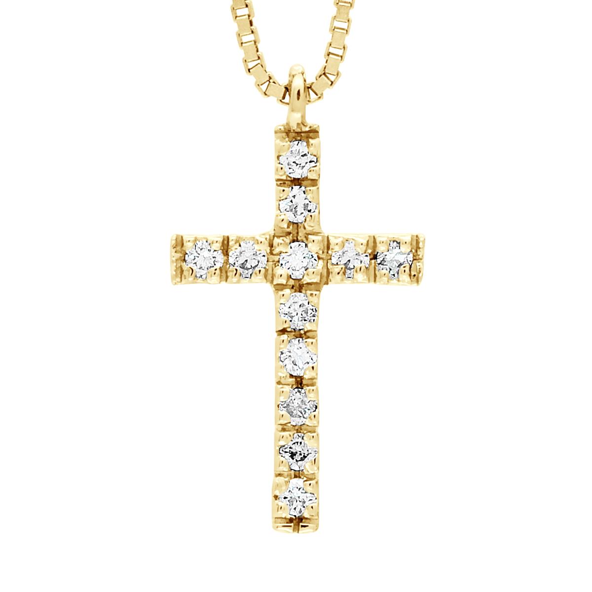 Kruis ketting Diamonds 0.070 Cts Yellow Gold