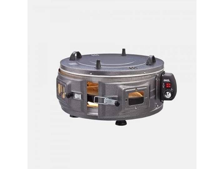 AKEL Elektrischer runder Ofen AF022 Mini-Backofen, Pizzaofen, tragbar (Silber)