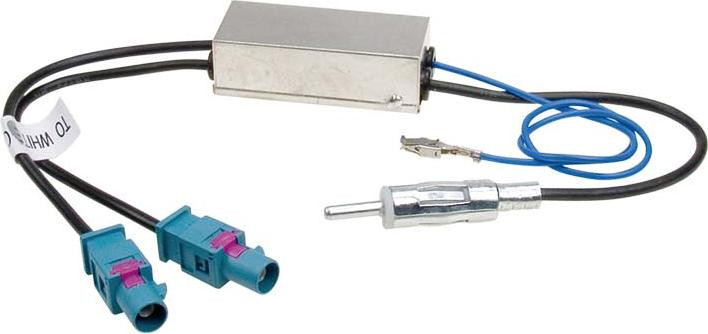 ACV Antenneadapter DIN naar 2x Fakra Z met fantoomvoeding, zwart