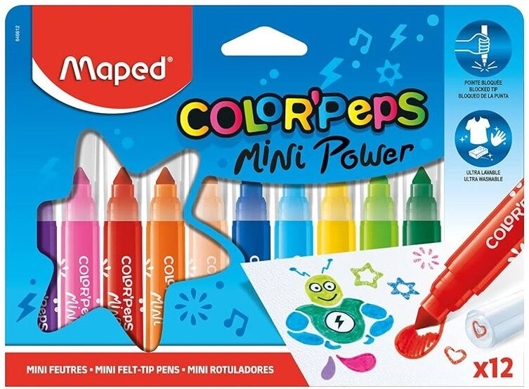 Pack 12 feutres Mini Power Color'Peps - Maped