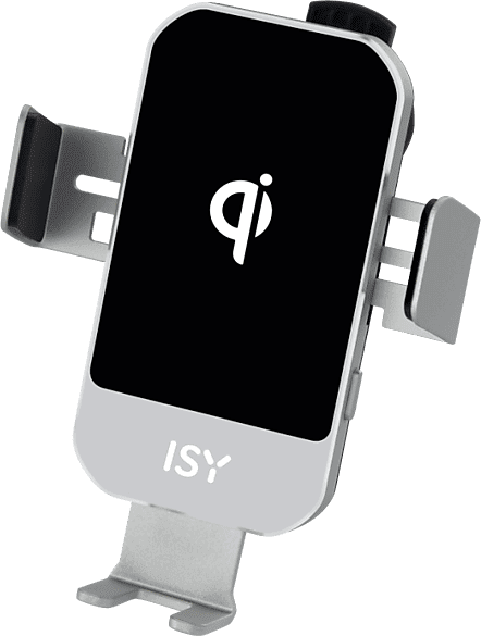 Cargador coche - ISY ICC-5015, Carga inalámbrica, Universal, Rotación 360º, Plata