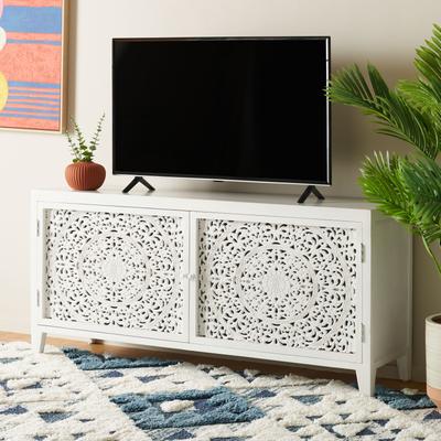 "SAFAVIEH Raura 55-Inch Metal Bookshelf, White Washed, Global - 55"" W x 15"" D x 26"" H"