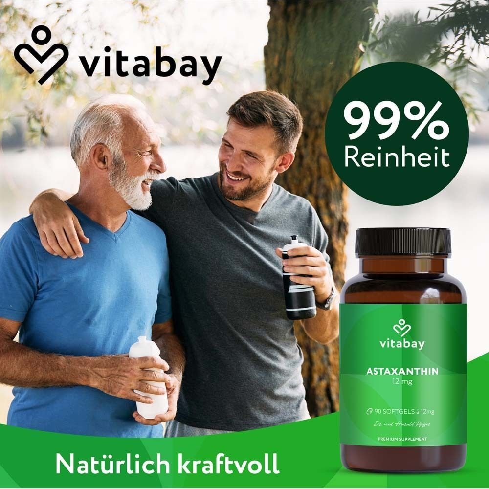 Vitabay Astaxanthin 12 mg Softgel-Kapseln Mikroalge vegan 2x 2x90 St Kapseln