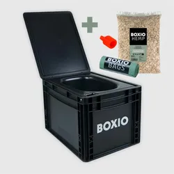 BOXIO Toilet GO Trenntoilette Komplettset mit Hanfstreu, Bio Bags und Plug