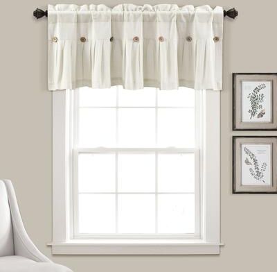 Lush Decor Linen Button Window Curtain Valance