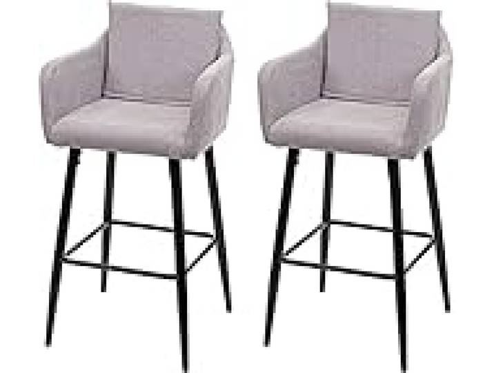 DECOSHOP26 Lot de 2 tabourets de Bar avec Repose-Pieds en Tissu Gris Clair et métal Noir TDB04061