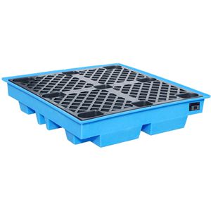 BAUER Auffangwanne WP-PE 4/2, aus Polyethylen, 128 x 128cm, Polyethylen-Gitterrost, unterfahrbar, 230 Liter