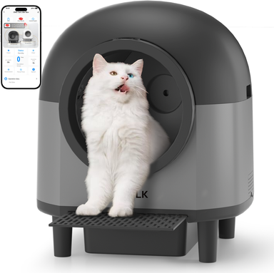 PetsAreLife Self Cleaning Automatic Cat Litter Box Toilet For Cats, Smart Cat Travel Toilet With App Control & Trash Bag Litter black