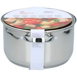 alpina Kochtopf mit Deckel 4,7L Ø22cm, Pfanne + Kochtopf, Transparent, Silber