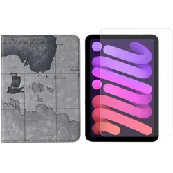 Lobwerk 2in1 Set für Apple IPad Mini 6 2021 8.3 Zoll Tablet mit Schutzhülle + Schutzglas mit Auto Sleep/Wake (Apple iPad mini 2021), Tablet Hülle, Grau