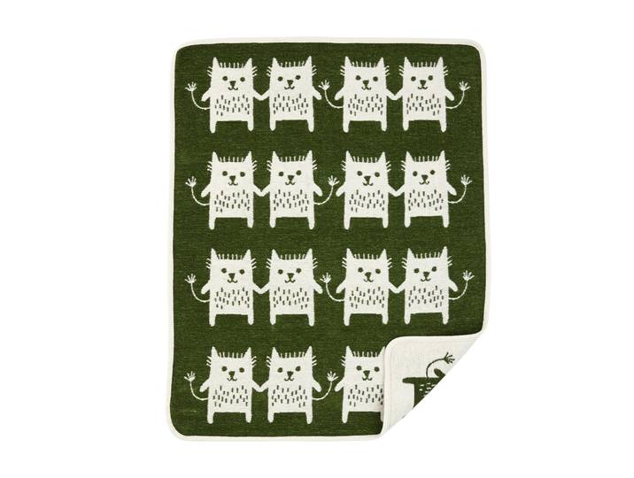 Klippan Yllefabrik Couverture chenille Little me vert
