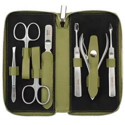 Nippes Maniküre Set Verde Eukalyptus Leder 7-teilig