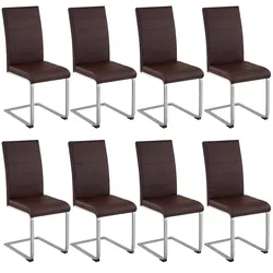 tectake Schwingstühle, Kunstleder - 8er Set braun