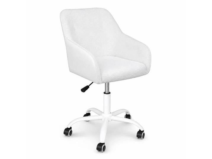 MENGDA Chaise de bureau-Chaise coiffeuse-Siège pivotant-Réglable en hauteur-Ergonomique-Blanc