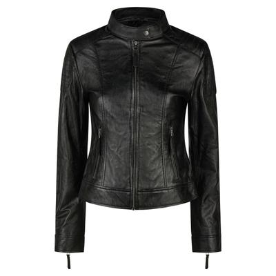 Lederjacke APPLE OF EDEN "Apple of Eden Lederjacke", Damen, Gr. 40, schwarz, Obermaterial: 100% Lammleder LEL., uni, regular fit, Rundhals, Jacken, taillierte Schnittform