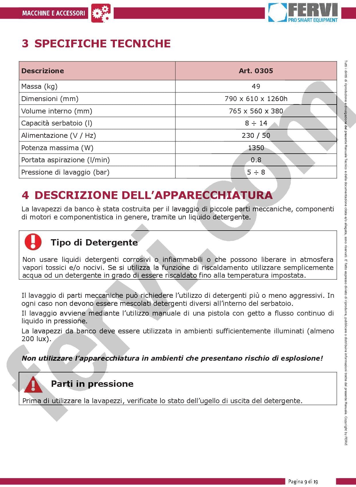 Fervi 0305 Lavapezzi ad acqua calda