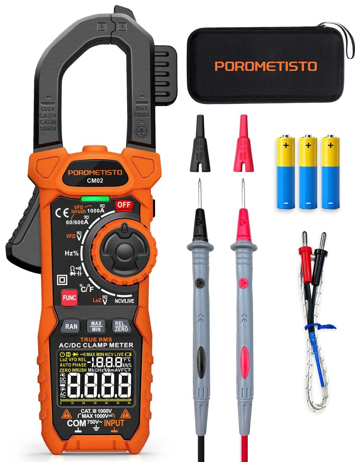 Lustrens Digitaal Klem Multimeter, True-RMS 6000 Counts tot 1000A