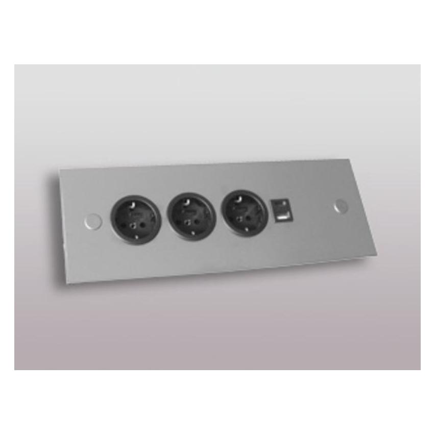 Thebo Energie-Ecksäule ST 3007/320/3 in Edelstahl mit USB A u. C/Ecksteckdosen/Steckdosenleiste/Stec (3x) (1758026/320)