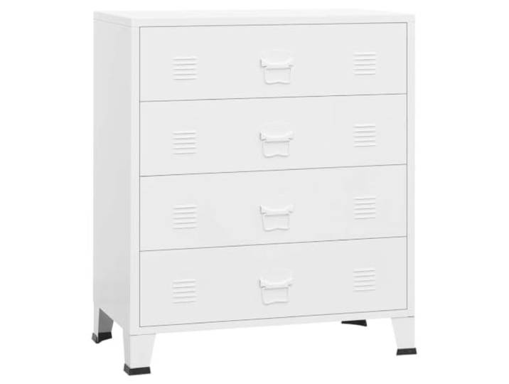 LMTYOENFG Metall Schubladenschrank Kommode 4 Fächer Weiß 78x40x93 cm Robustes Sideboard aus Stahl für Schlafzimmer und Flur mit 4 geräumigen Auszügen im prägnanten Industrie Design.