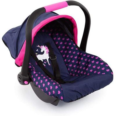 Bayer Design 67954AA - Puppen-Autositz Deluxe Car Seat, mit Dach, Einhorn-Motiv, blau/pink