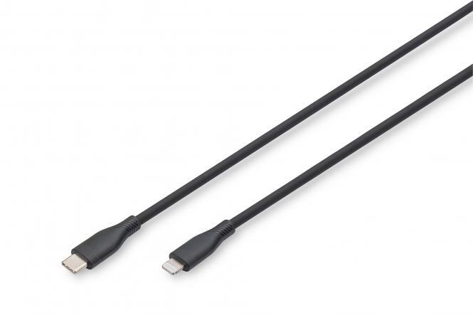 DIGITUS Lightning Silikon Anschlusskabel, USB-A - Lightning 0,5m, schwarz AK-600108-005-S