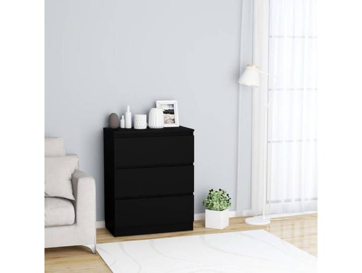 Buffet-Meuble de rangement Noir 60x35x76 cm Bois d'ingénierie