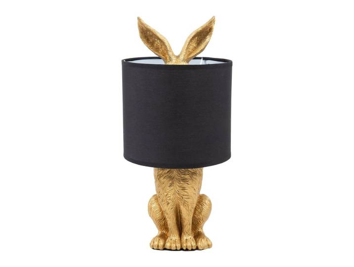 Lampe lapin doré abat-jour noir